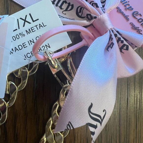 Juicy Couture Gold Tone Chain Link Belt Frontal Juicy Charm Drop Size M/L NWT - Picture 2 of 4